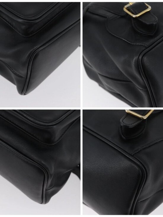 GUCCI Bamboo Backpack Leather Black Gold 003 2058 0016 Auth BA11115 main image 4